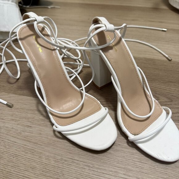 PrettyLittleThing Shoes - PrettyLittleThing White Ankle Tie Heel